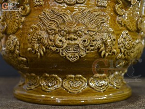 Lư hương men cổ đắp nổi mô phỏng Thời Lê, đường kính 30cm