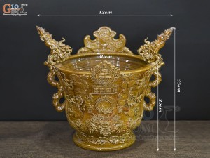 Lư hương men cổ đắp nổi mô phỏng Thời Lê, đường kính 30cm