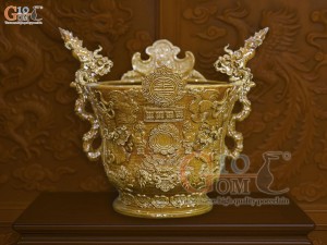 Lư hương men cổ đắp nổi mô phỏng Thời Lê, đường kính 30cm