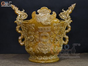 Lư hương men cổ đắp nổi mô phỏng Thời Lê, đường kính 30cm