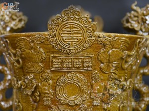 Lư hương men cổ đắp nổi mô phỏng Thời Lê, đường kính 30cm