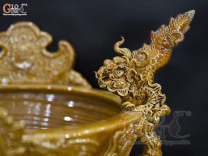 Lư hương men cổ đắp nổi mô phỏng Thời Lê, đường kính 30cm