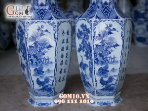 Lục bình men rong cổ vẽ Tứ cảnh cao 50cm