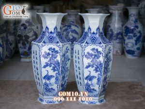 Lục bình men rong cổ vẽ Tứ cảnh cao 50cm