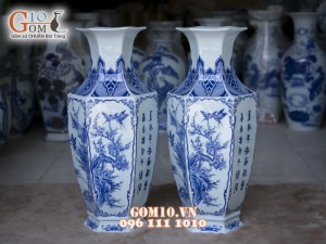 Lục bình men rong cổ vẽ Tứ cảnh cao 50cm