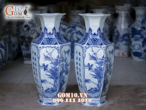 Lục bình men rong cổ vẽ Tứ cảnh cao 50cm