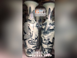 Lục bình vẽ lộc hạc 1m6 (chưa tính chân kê)