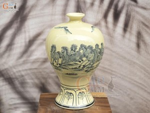 Mai bình men cổ họa tiết Mã Đáo Thành Công, cao 45cm