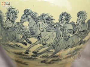 Mai bình men cổ họa tiết Mã Đáo Thành Công, cao 45cm