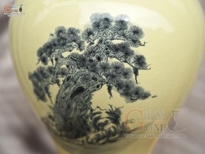 Mai bình men cổ họa tiết Mã Đáo Thành Công, cao 45cm