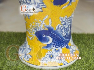 Mai bình men màu họa tiết ngàn hoa, viền cổ - cao 50cm