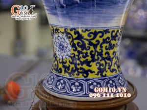 Mai bình men màu vẽ cảnh Thuận Buồm Xuôi Gió, cao 50cm