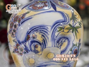 Mai bình men màu vẽ cảnh Thuận Buồm Xuôi Gió, cao 50cm