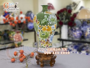 Mai bình men màu vẽ Phú Quý Ngàn Hoa, cao 50cm