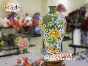Mai bình men màu vẽ Phú Quý Ngàn Hoa, cao 50cm