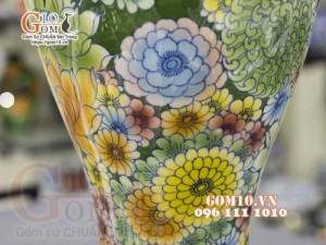 Mai bình men màu vẽ Phú Quý Ngàn Hoa, cao 50cm