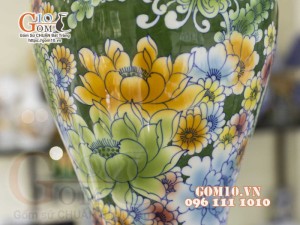 Mai bình men màu vẽ Phú Quý Ngàn Hoa, cao 50cm