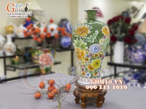 Mai bình men màu vẽ Phú Quý Ngàn Hoa, cao 50cm
