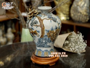 Mai bình men rạn đắp nổi Mã Đáo Thành Công, cao 33cm