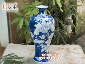 Mai bình men rong cổ cảnh Băng Sen 42cm