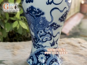 Mai bình men rong cổ cảnh Kỳ Lân 42cm