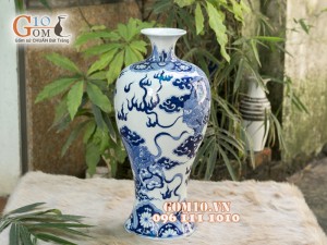 Mai bình men rong cổ cảnh Kỳ Lân 42cm