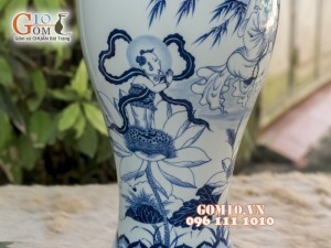 Mai bình men rong cổ cảnh Phật Bà Quan Âm 42cm