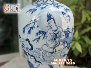 Mai bình men rong cổ cảnh Phật Bà Quan Âm 42cm