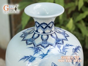 Mai bình men rong cổ cảnh Phật Bà Quan Âm 42cm