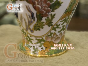 Mai bình vẽ Vàng cao cấp họa tiết Chim Hoa, cao 48cm
