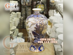 Mai bình vẽ Vàng cao cấp họa tiết Công Đào, cao 48cm