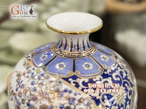 Mai bình vẽ Vàng cao cấp họa tiết Công Đào, cao 48cm