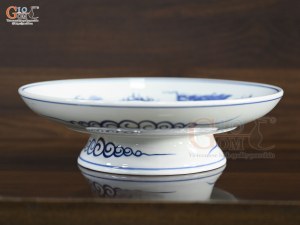Mâm bồng Long Trấn men lam họa tiết Rồng, đường kính 32cm
