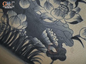 Mâm bồng men rạn hoạ tiết hoa sen, đường kính 25cm