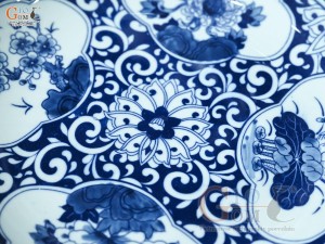 Mâm bồng men trắng họa tiết Tứ Cảnh Tài Lộc, đường kính 20cm