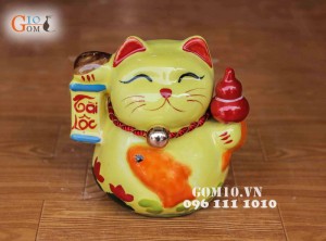 Tượng sứ tiết kiệm Mèo thần tài số 2