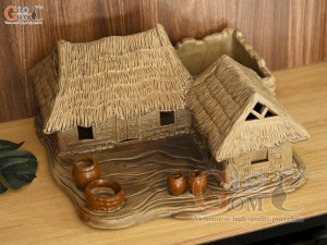 Mô hình nhà gốm mái tranh, 30x32cm