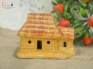 Mô hình nhà rơm gốm dài 11.5cm