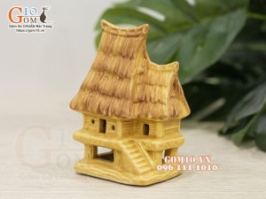 Mô hình nhà Rông Tây Nguyên mini, cao 9cm