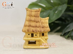 Mô hình nhà Rông Tây Nguyên mini, cao 9cm
