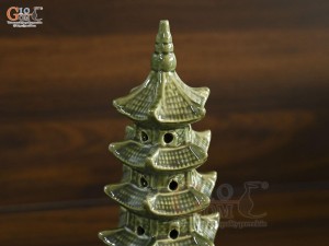 Mô hình tháp gốm men xanh, cao 21cm
