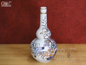 Nậm rượu 2 bầu Đại Phát men lam vẽ vàng kim 24k cao cấp, 350ml