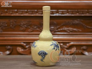 Nậm rượu 2 bầu men hoàng tộc đắp nổi Rồng Như Ý, 0,5L