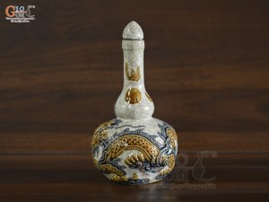 Nậm rượu 2 bầu men rạn đắp nổi Rồng Như Ý, 0,3Lít