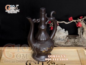 Ấm rượu dáng bình cổ men gốm in logo