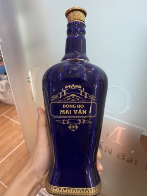 Nậm rượu dáng chai, màu xanh inlogo 750ml