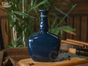 Nậm rượu dáng dẹt men màu xanh 500ml