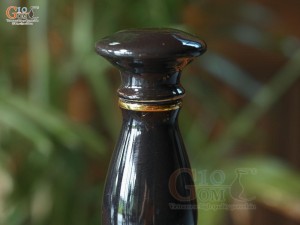 Nậm rượu dáng dẹt men màu xanh đen, in logo