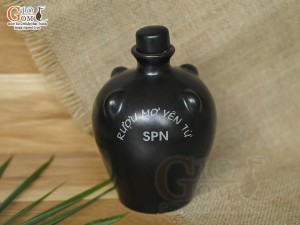 Nậm rượu gốm đen in logo, 250ml