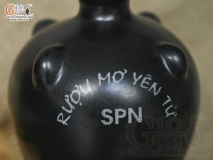 Nậm rượu gốm đen in logo, 250ml